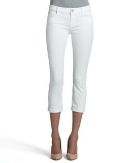 Womens Skinny Crop & Roll Jeans, Clean White   7 For All Mankind   Clean white