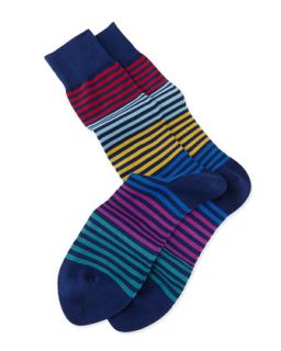 Mens Solid Thin Stripe Knit Socks, Navy   Paul Smith   Navy