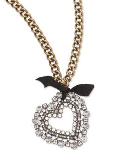 Crystal Heart Pendant Necklace   Lanvin   Clear