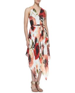 Womens Rose Print Asymmetric Wrap Dress   Haute Hippie   Multi (SMALL)