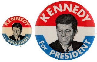 "KENNEDY FOR PRESIDENT" THREE SIZES WITH MATCHING DESIGN IN HIGH GRADE CONDITION BUTTONS. Entertainment Collectibles