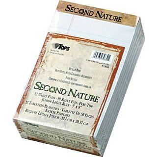 Second Nature Legal Notepad, jr. Legal Rule, White, Perforated, Recycled, 50 Sheets/Pad, 12 Pads/Pack, 5 x 8