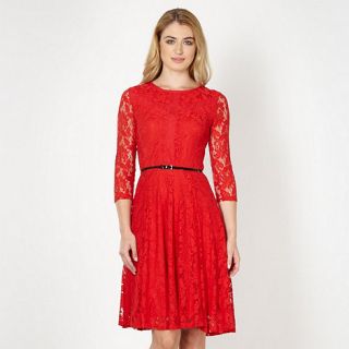 Star by Julien Macdonald Designer red lace fit and flare cocktail dress