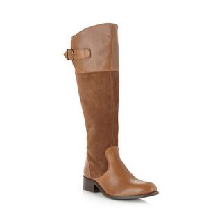 The Collection Tan mixed leather low knee length boots