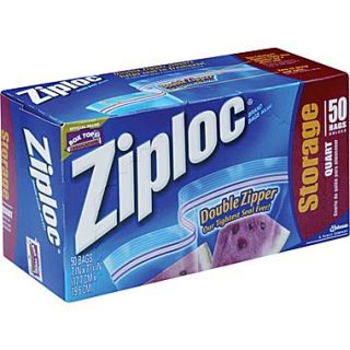 Ziploc Storage Bags, 1 Quart, Clear, 1.75 Mil, 50/Box