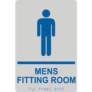 ADA Mens Fitting Room Braille Sign RRE 14807 BLUonPRLGY Wayfinding  Business And Store Signs 