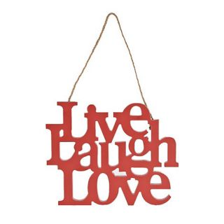 Red wooden LIVE LAUGH LOVE sign