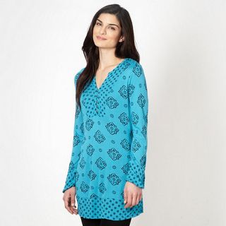 The Collection Bright blue mixed floral tile tunic