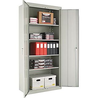 Alera Assembled Storage Cabinet with Adjustable Shelves, Light Gray, 78 H x 36 W x 18 D