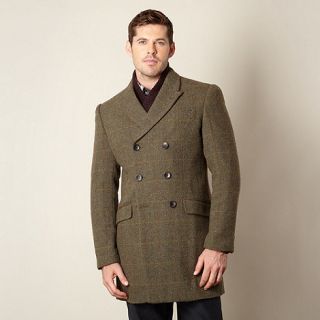RJR.John Rocha Big and tall designer olive double breasted wool blend coat