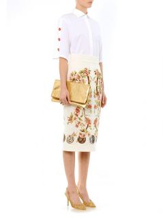 Wild rose print linen skirt  Dolce & Gabbana 