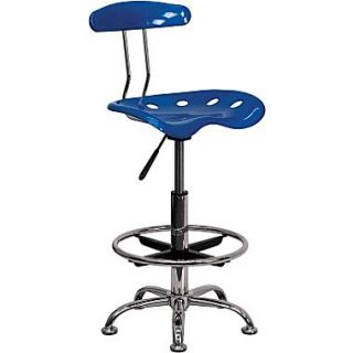 Flash Furniture Vibrant Drafting Stool with Tractor Seat, Bright Blue