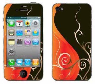 Orange and Black Swirl Skin for Apple iPhone 4 4G 4th Generation Cell Phones & Accessories