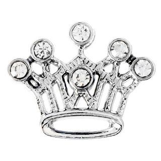 12X DIY Jewelry Making 5 Spiked Rhinestone Accented Crown Slide Charm