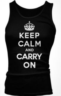 Keep Calm And Carry On Junior's Tank Top, Keep Calm WWII Propaganda Poster Design Boy Beater Clothing