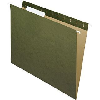 100% Recycled Reinforced Hanging File Folders, Letter, 3 Tab, 25/Box