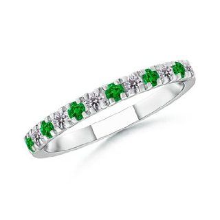 0.49 ct Round Emerald and Diamond Half Eternity Band (Quality Heirloom) Angara Jewelry
