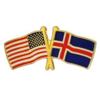 USA and Iceland Crossed Friendship Flag Lapel Pin Jewelry