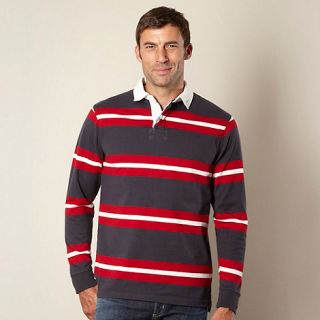 Maine New England Big and tall grey two tone striped rugby shirt