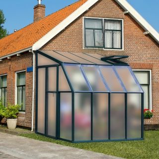 Rion Sunroom Translucent 6.42 x 8.5 ft. Lean To Green Dual Polycarbonate Frame Greenhouse Kit   Greenhouses