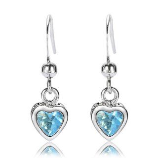 Rizilia Jewelry Appealing Well liked White Gold Plated CZ Heart Cut Aquamarine Color Dangle Earrings Jewelry