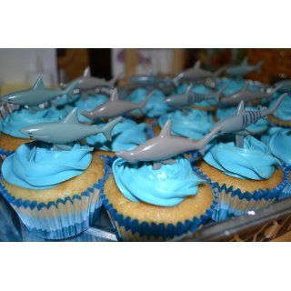 Shark Cupcake Picks   12ct Decorative Cake Toppers Kitchen & Dining