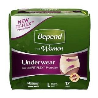Depend Maximum Absorbency Underwear for Women, Large, 17 Count (Pack of 4) Health & Personal Care