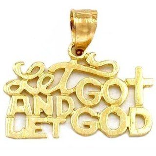 Let Go and Let God Charm 14k Gold 12mm Jewelry