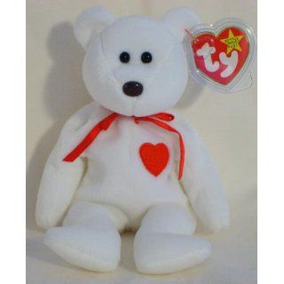 Ty Beanie Babies   Valentino the White Heart Bear Toys & Games