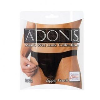 Adonis Mens Wet Look Zipper Pouch   Black Clothing