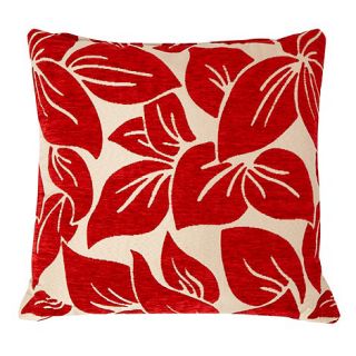 Red large textured leaf cushion