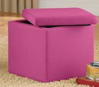 Pink Faux Suede Storage Ottoman The Stool Makes a Great Toy Box for Kids Dvds and Toys or Extra Seating. Sale. Ottomans Are Great Footstools, Comfortable Foot Rests, or End Tables to Hide Clutter, Remotes, and Books. Your Princess Will Love the Pink.  