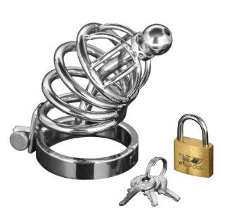 "The Asylum S" SHORT Chastity Device Cage with Optional / Removable Penis Plug by Manhood AcademyTM . Made in USA (NOT Imported) 1.5" / 38mm Cock Ring Health & Personal Care
