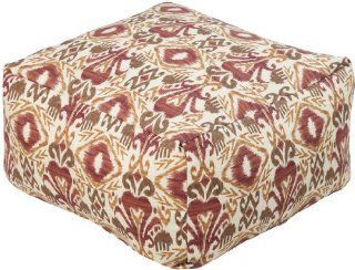 24" x 24" x 13" Poufs 100% Polyester Maroon, Red Clay, Adobe, Sepia, Putty The southwestern pattern of this indoor/outdoor pouf will give your space the feel of the old west. The shape of this pouf not only makes it an ideal place to rest yo