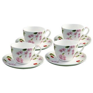 Aynsley China Cherry Blossom set of four teacups and saucers