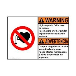 ANSI WARNING High Magnetic Fields Pacemakers Bilingual Sign AWB 8159  Business And Store Signs 