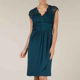 Alexon Green Lace Top Jersey Dress