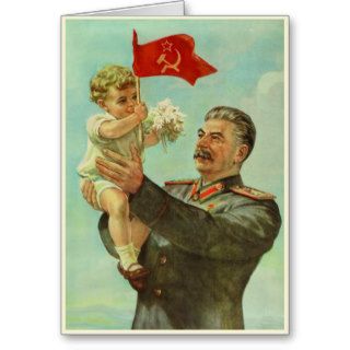 Greeting Card with Vintage Stalin Propaganda Print