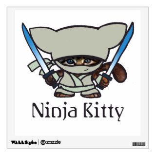 White Ninja Kitty Room Stickers