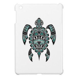Teal Blue and Black Haida Spirit Sea Turtle Cover For The iPad Mini