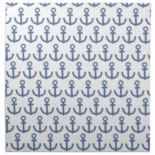Cute Girly Blue White Anchor Pattern Cloth Napkins