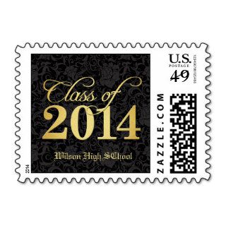 Elegant Black Damask and Gold Class of 2014 Postage