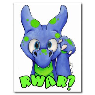 RWAR? (Blue) Cute baby dragon roaring Postcard