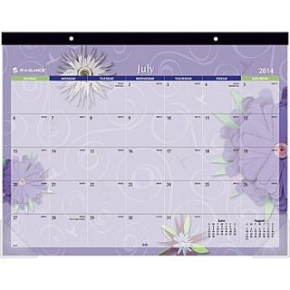 2014/2015 AT A GLANCE Academic Paper Flowers Monthly Desk Pad, 22 x 17  Make More Happen at