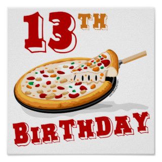13th Birthday Pizza Party Print