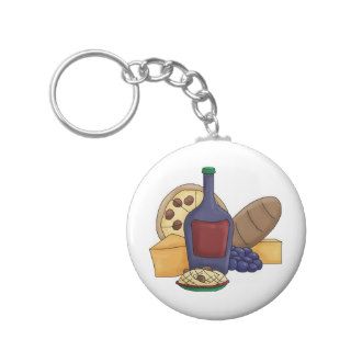 Cute Cartoon Italian Food Pasta Bread Wine Cheese Keychains