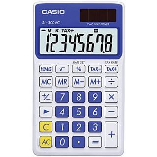 Casio SL300VC 8 Digit Display Solar Wallet Calculator, Blue  Make More Happen at