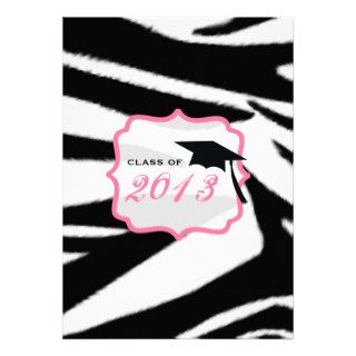 Zebra Print and Pink Class of 2013 Graduation Custom Invites