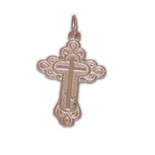 Russian 3 bar patriarchal style Silver Cross   Sterling Silver ( 3.2 cm OR 1.3 inches )   Collectible Figurines