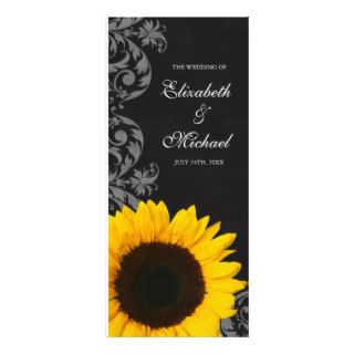 Chalkboard Sunflower Swirls Wedding Program Custom Rack Card